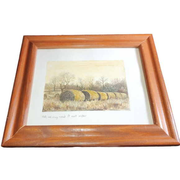 1992 Artist Signed "Well, We May Need It Next Winter" Artwork 12.5"X10.75"X0.625 - Picture 1 of 11